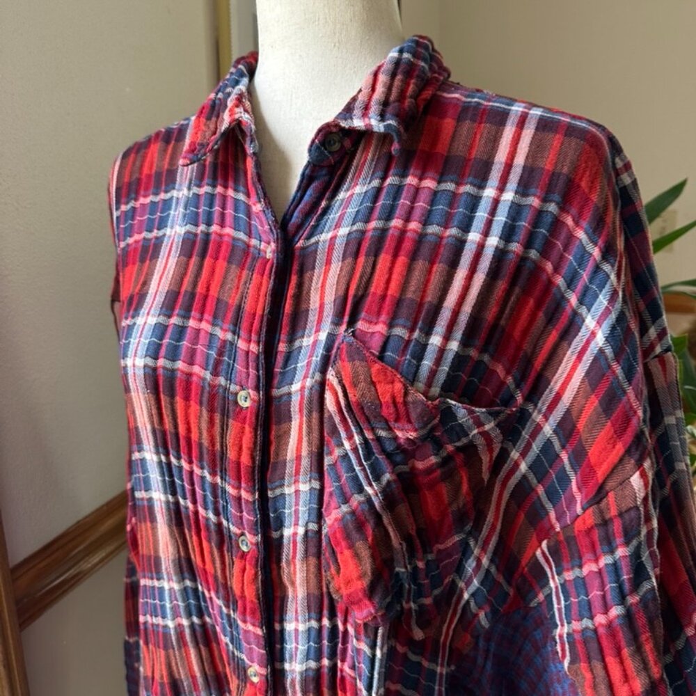 Free People Patchwork Button Down Long Sleeve Top… - image 5